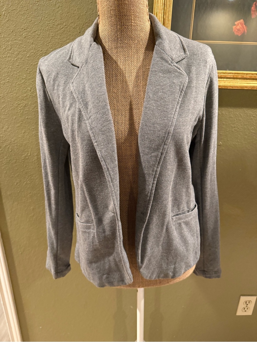 New York & Company Gray Knit Blazer Jacket